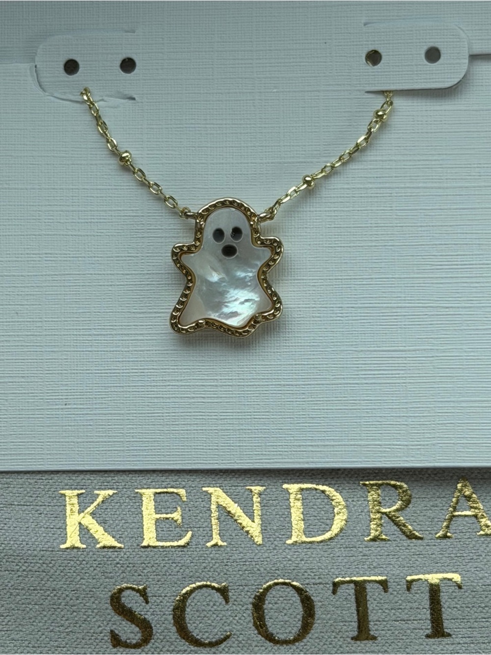 ✨Kendra Scott Gold & White Mother-of-Pearl Ghost Pendant Necklace